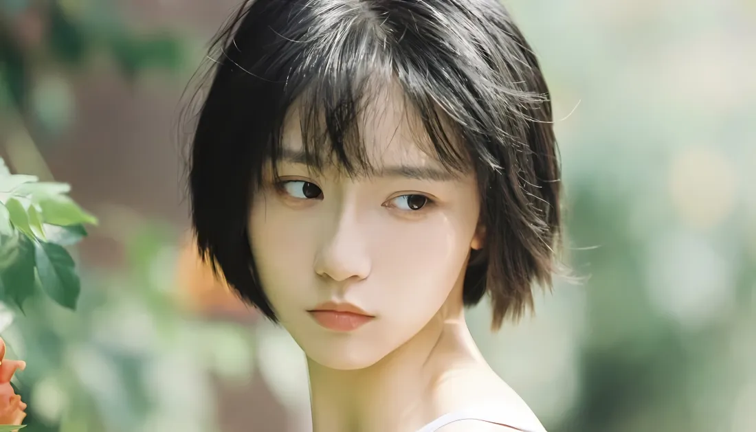 2k成果壁纸｜户外背景图片 - 清新短发美女「哲风壁纸」