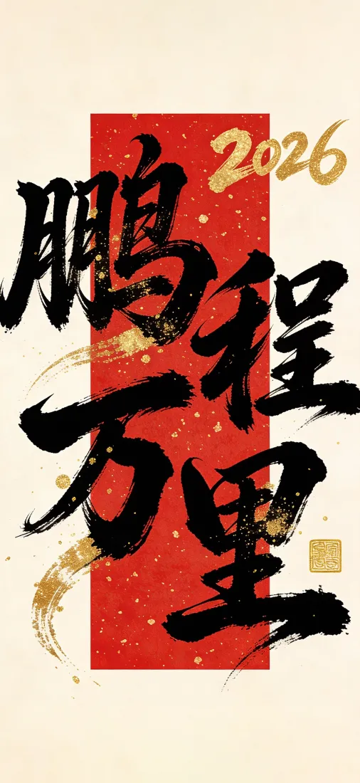 鹏程万里手机壁纸｜2026新年背景图片 - 国风书法「哲风壁纸」