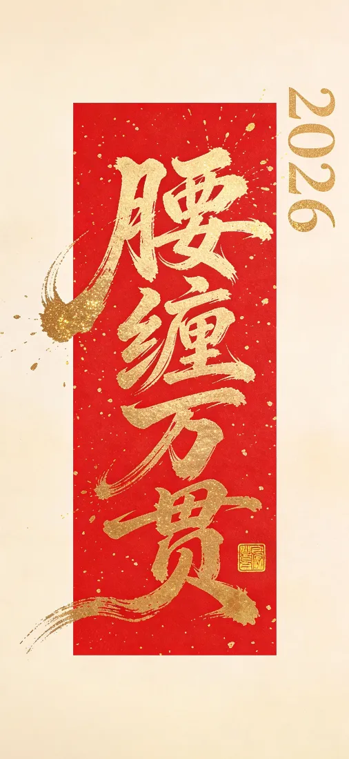 腰缠万贯2026手机壁纸｜新年背景图片 - 红色祝福「哲风壁纸」