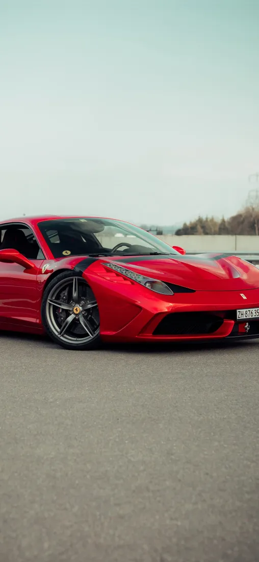 红色跑车手机壁纸｜户外背景图片 - 机械汽车「哲风壁纸」