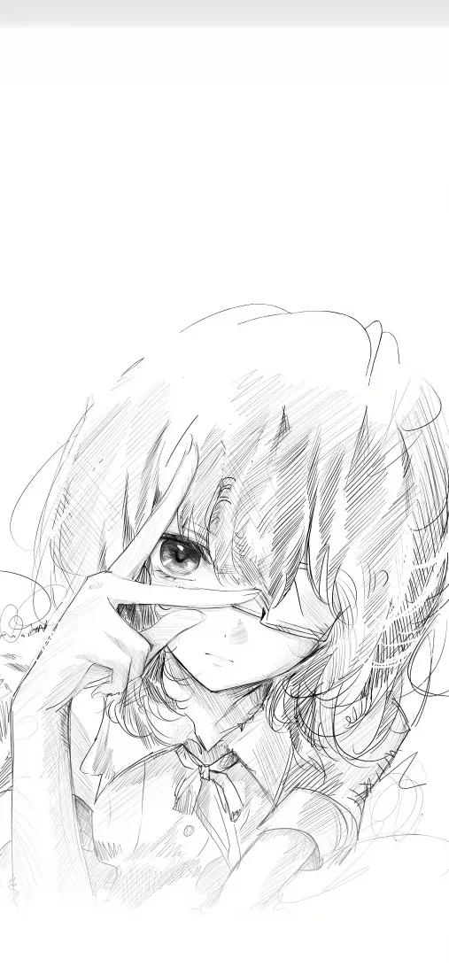 见崎鸣手机壁纸｜黑白线稿背景 - Another「哲风壁纸」