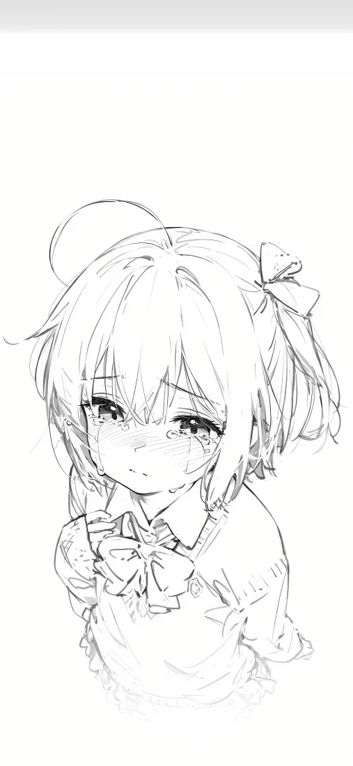 小鸟游六花手机壁纸｜线稿背景图片 - 二次元哭泣少女「哲风壁纸」