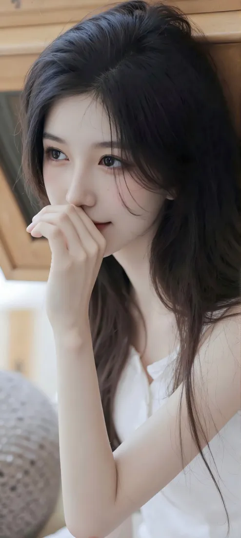 白衣美女手机壁纸｜室内背景图片 - 温柔清新「哲风壁纸」