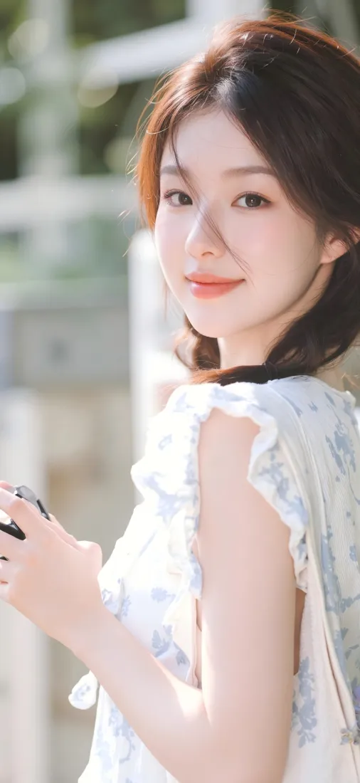 碎花裙美女手机壁纸｜户外背景图片 - Ios夏日清新「哲风壁纸」