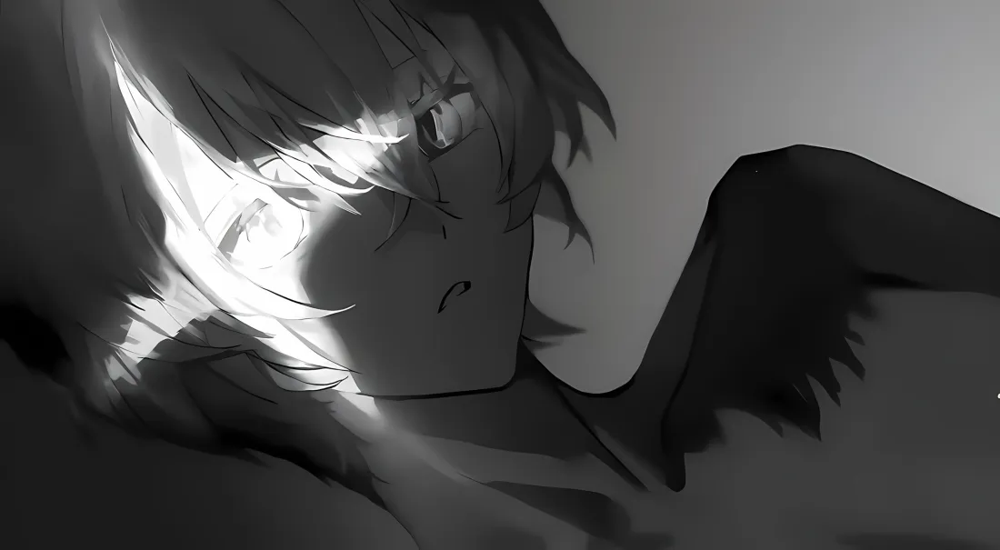 2k动漫人物壁纸｜黑白背景图 - 十字光影简约「哲风壁纸」