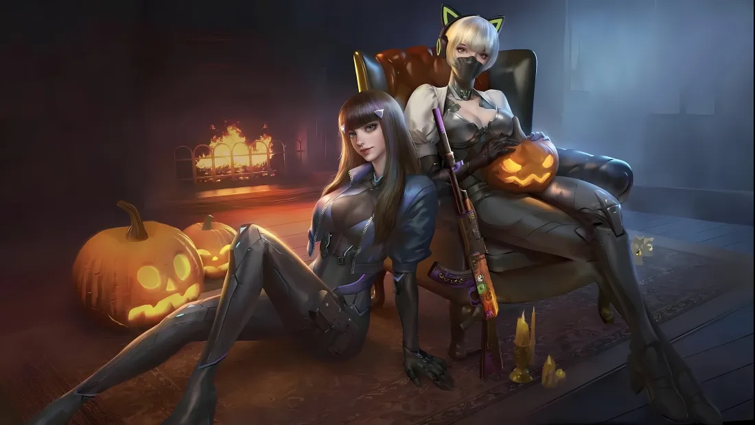 4k穿越火线壁纸｜南瓜灯 - 枪战女性角色「哲风壁纸」