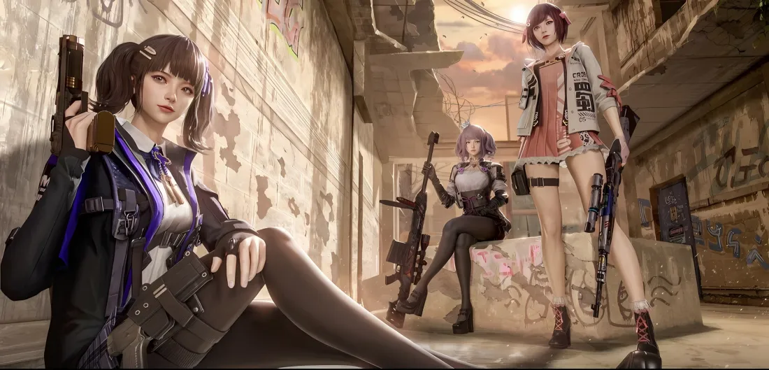 2k穿越火线二次元枪战壁纸｜废墟战场 - 女性角色「哲风壁纸」