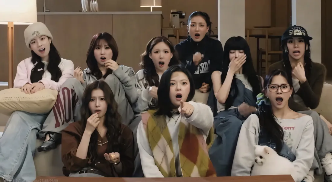 2kTWICE壁纸｜室内沙发背景图片 - 女团惊讶表情「哲风壁纸」