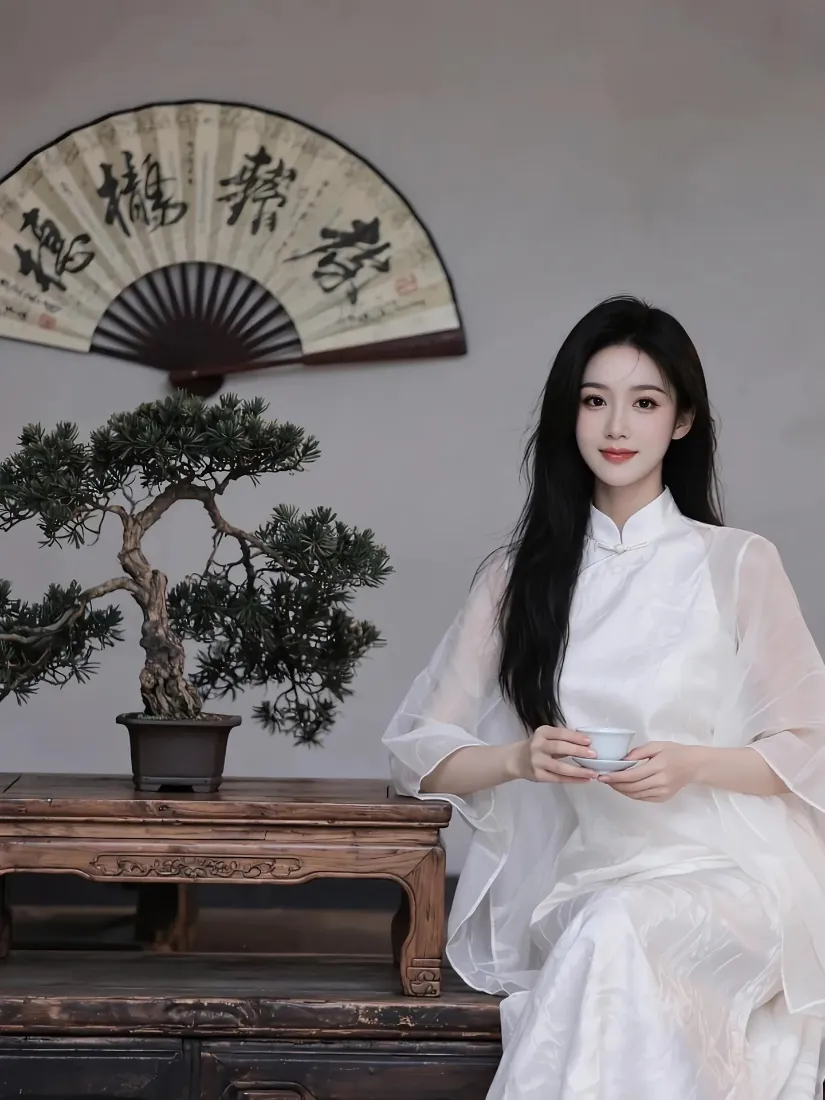 白衣古装女子手机壁纸｜古风背景 - 中式禅意「哲风壁纸」