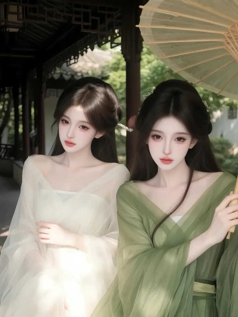 古风美女手机壁纸｜古风庭院背景图片 - 古装汉服「哲风壁纸」