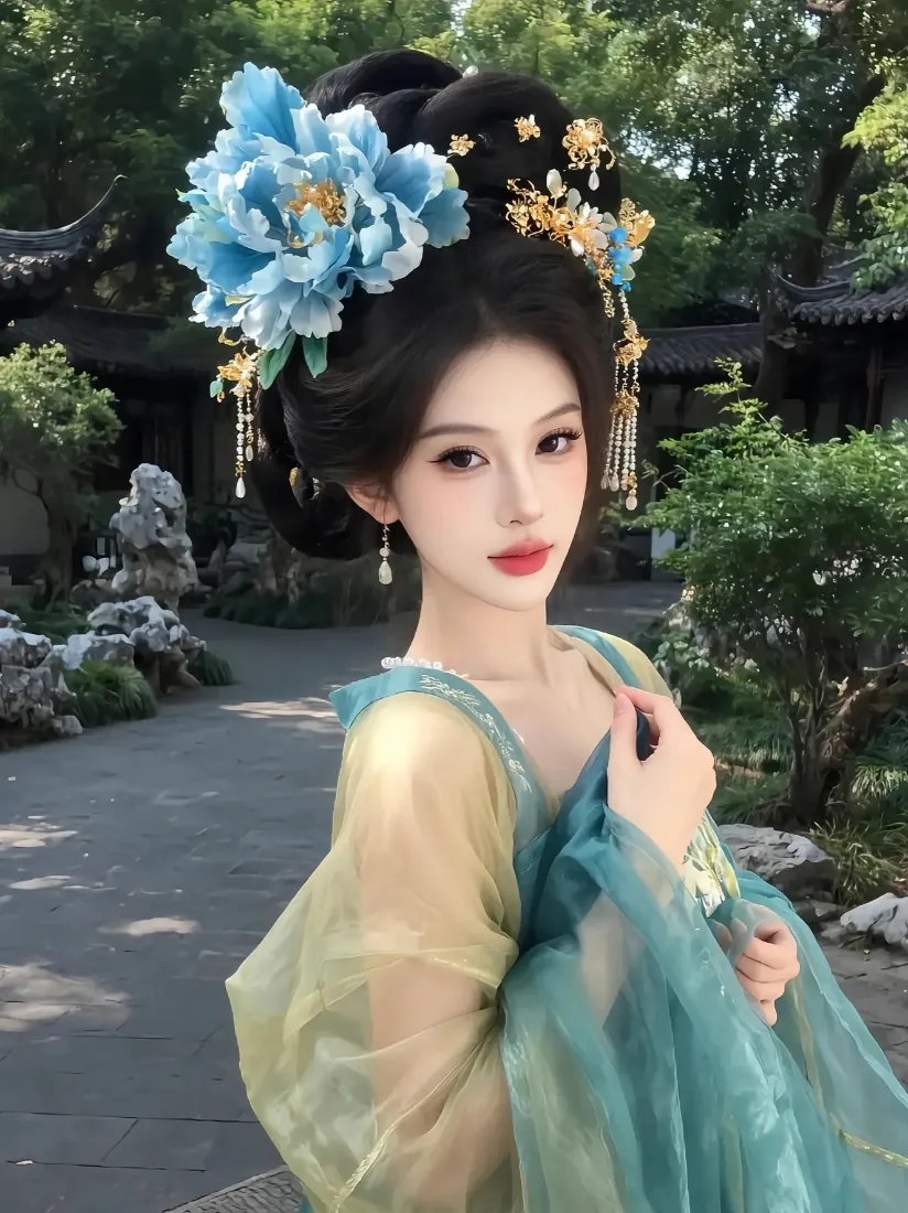 古装美女手机壁纸｜中式园林背景图片 - 汉服「哲风壁纸」