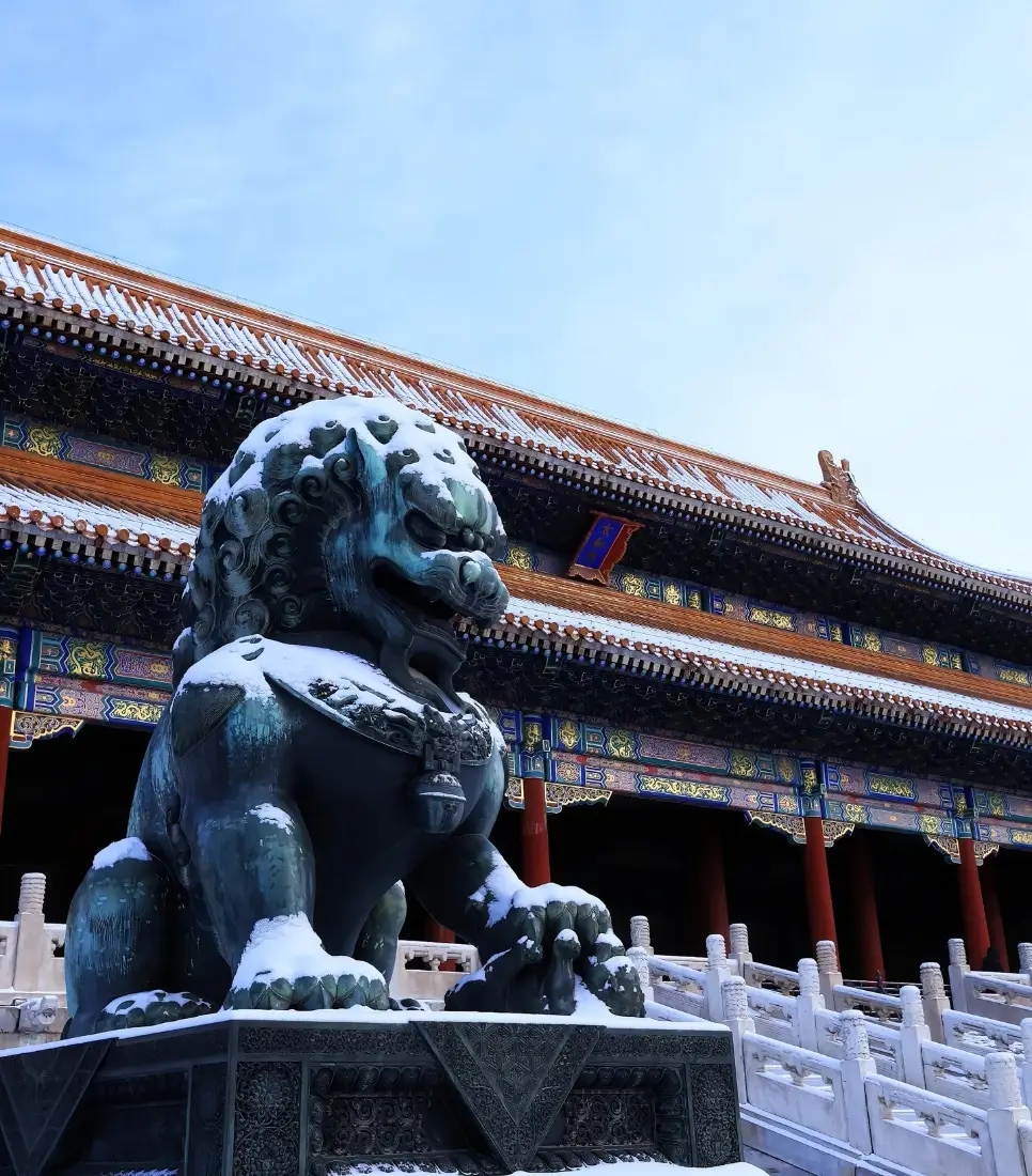 故宫雪景手机壁纸｜北京故宫背景图 - 铜狮古建筑「哲风壁纸」