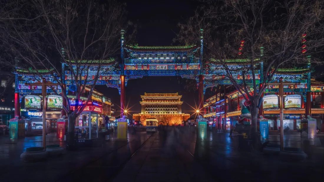 北京夜景手机壁纸｜城市背景图片 - 古建筑灯光牌楼「哲风壁纸」