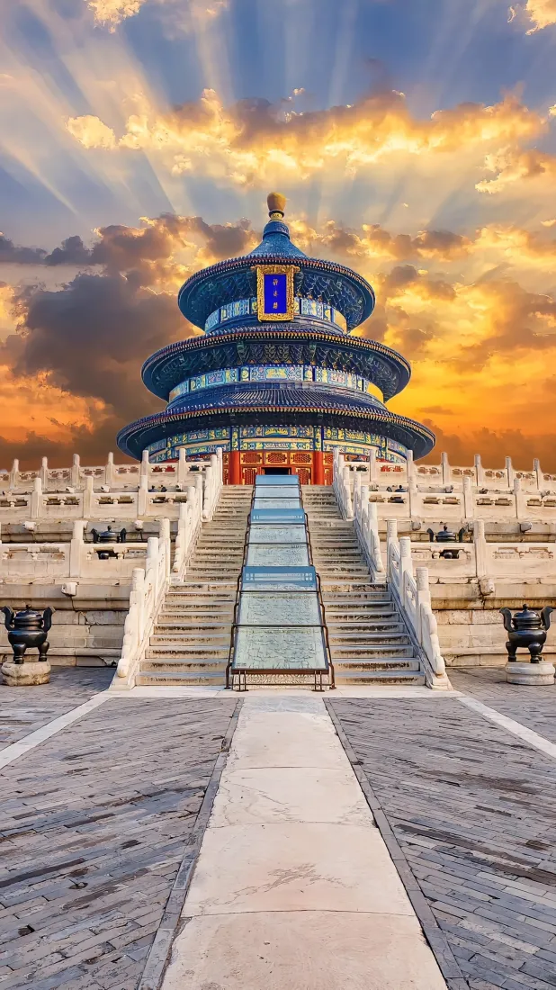 天坛手机壁纸｜北京背景图片 - 晚霞古建筑天空「哲风壁纸」