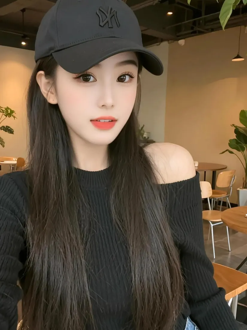 长发美女手机壁纸｜咖啡馆背景图片 - 时尚休闲「哲风壁纸」