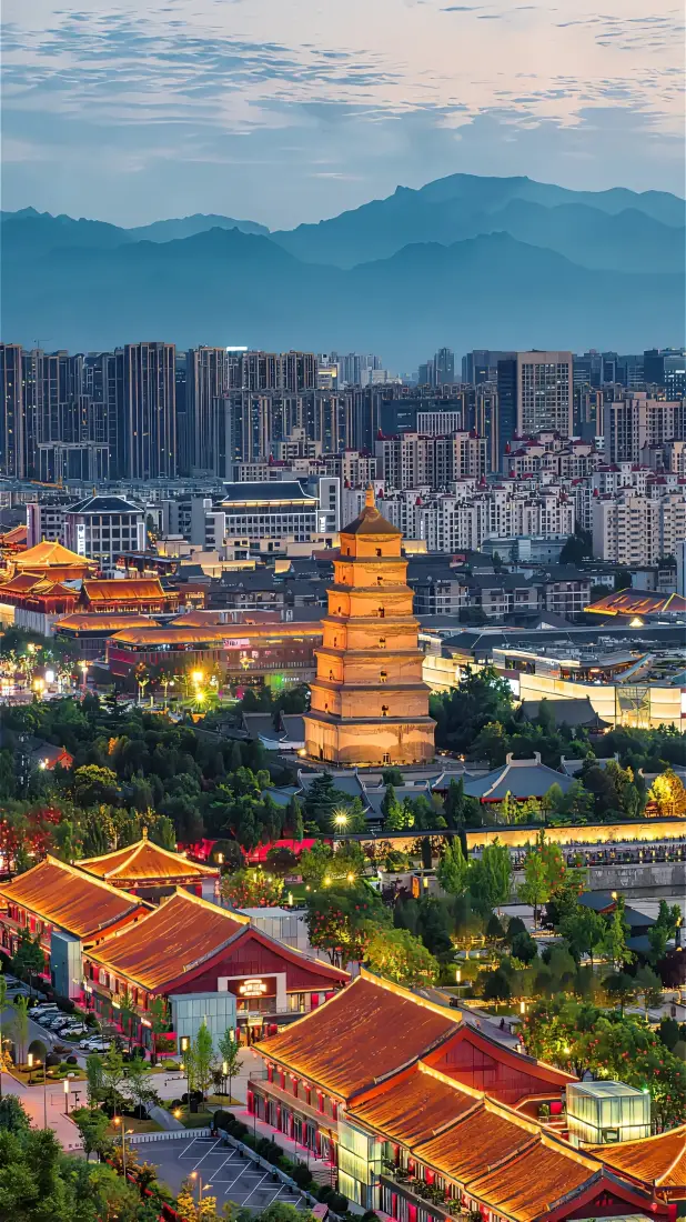 大雁塔手机壁纸｜西安背景图片 - 城市夜景「哲风壁纸」