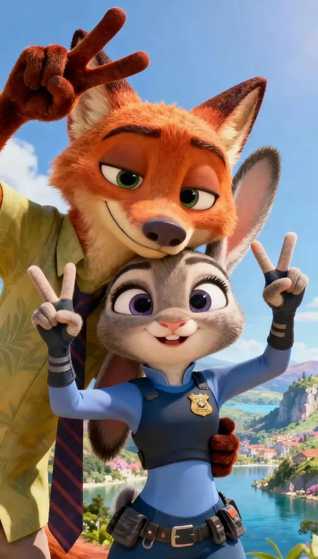 （疯狂动物城手机壁纸｜朱迪尼克背景图 - 手机高清）「哲风壁纸」