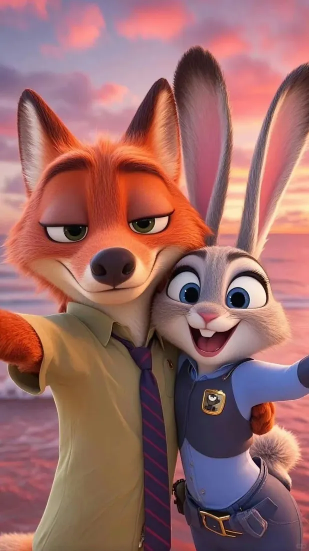 疯狂动物城手机壁纸｜晚霞背景图片 - 朱迪尼克「哲风壁纸」