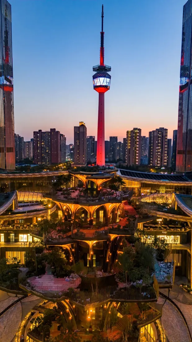 西安电视塔手机壁纸｜西安夜景背景图片 - 城市风光「哲风壁纸」