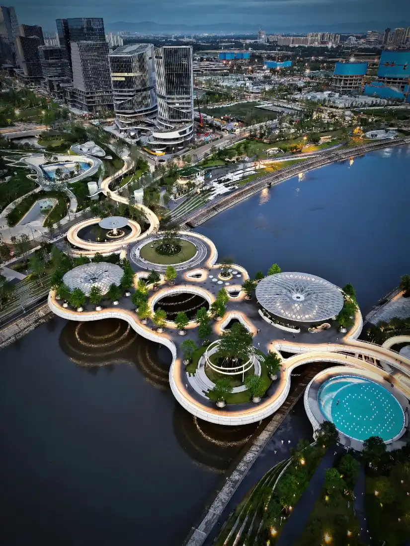 成都交子公园手机壁纸｜成都夜景背景图片 - 都市风光「哲风壁纸」