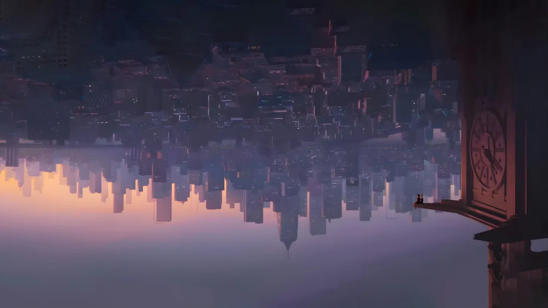 8k蜘蛛侠：纵横宇宙壁纸｜颠倒城市背景图片 - 黄昏天空「哲风壁纸」