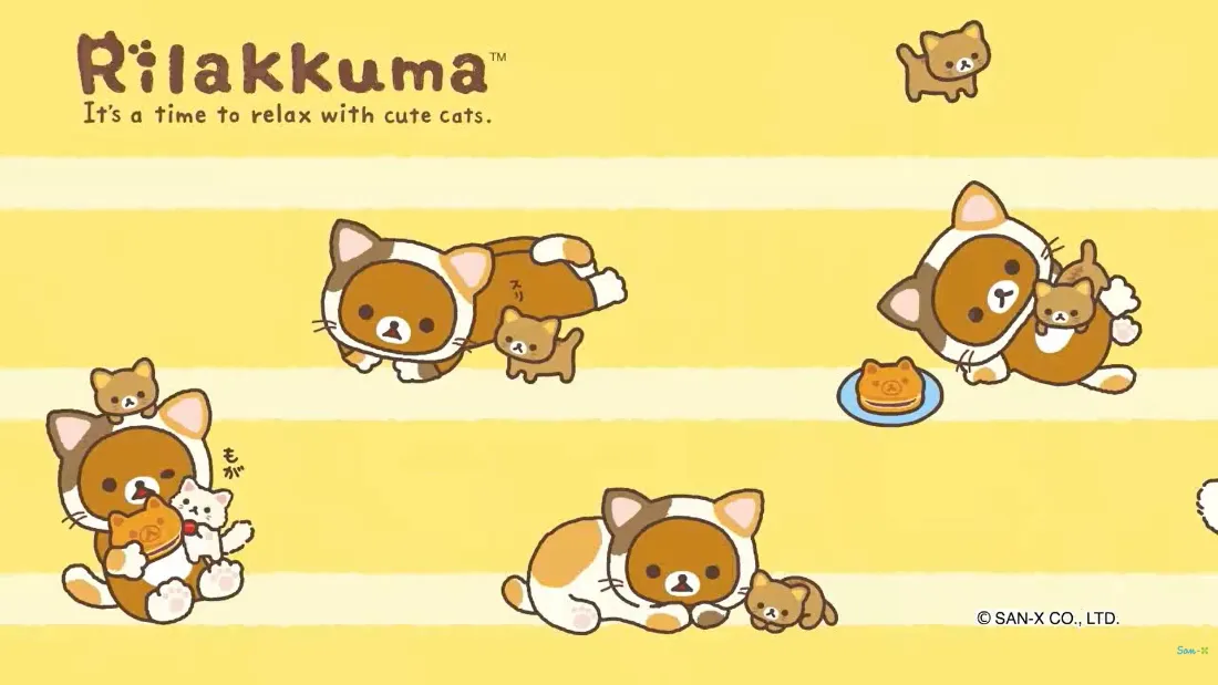 2k轻松熊Rilakkuma壁纸｜偏黄背景 - 可爱萌系小熊「哲风壁纸」