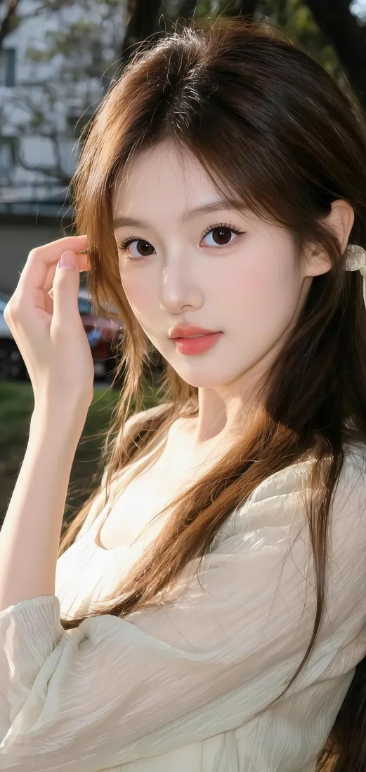 长发美女手机壁纸｜户外背景图片 - 清新甜美「哲风壁纸」