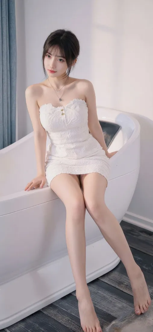 白衣美女手机壁纸｜浴室背景图片 - 清新优雅「哲风壁纸」