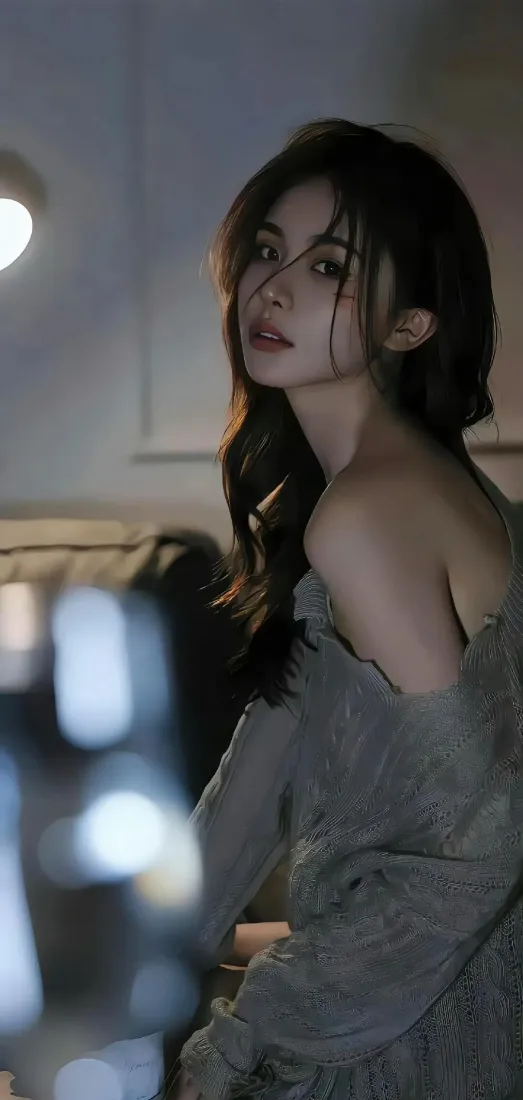 灰色裙美女手机壁纸｜室内背景图 - 迷人Ios「哲风壁纸」