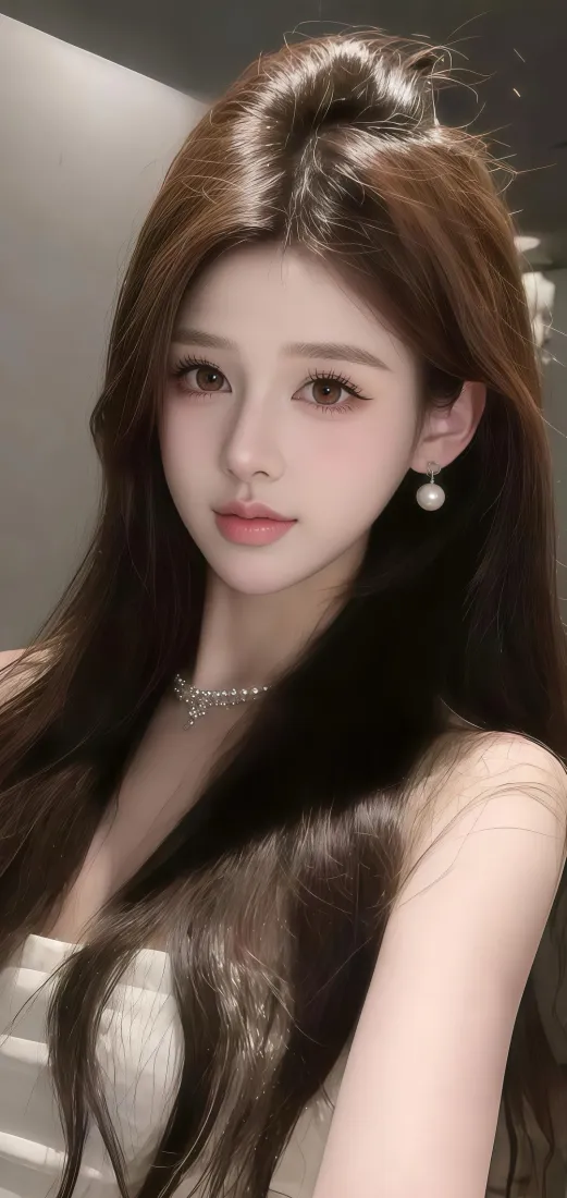 长发美女手机壁纸｜灰调背景 - Ios 优雅「哲风壁纸」