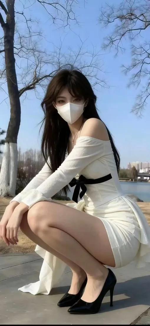 户外美女手机壁纸｜湖边背景图片 - 白色连衣裙「哲风壁纸」