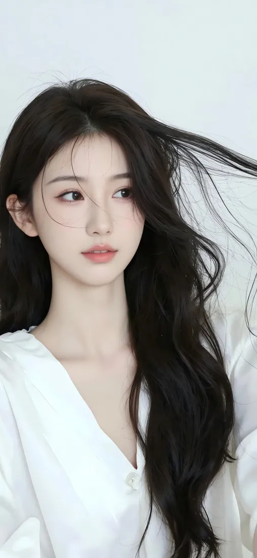 白衣美女手机壁纸｜简约背景图片 - Ios「哲风壁纸」