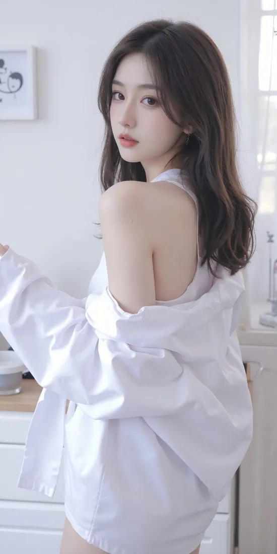 白衣美女手机壁纸｜室内背景图片 - Ios「哲风壁纸」