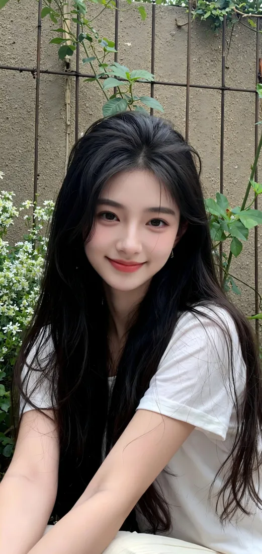 白衣美女手机壁纸｜户外背景图片 - 绿植「哲风壁纸」