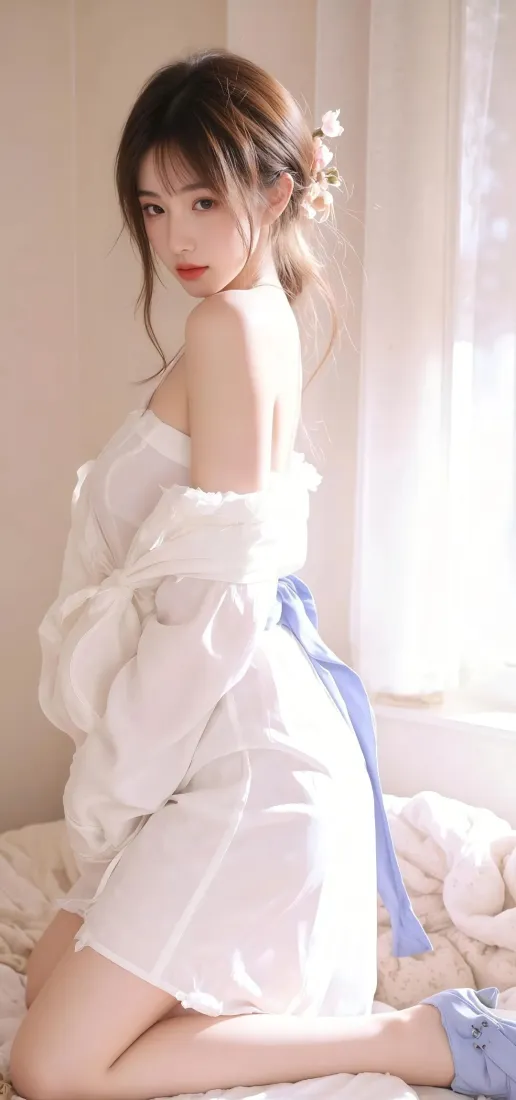 白衣美女手机壁纸｜居家背景图片 - 清新甜美「哲风壁纸」