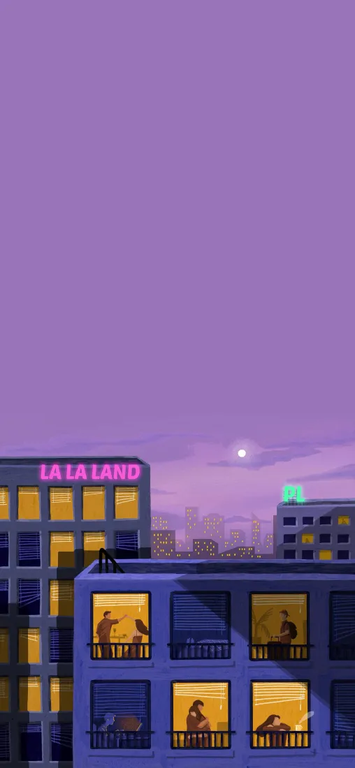 城市夜景手机壁纸｜紫色背景图片 - 都市建筑灯光「哲风壁纸」