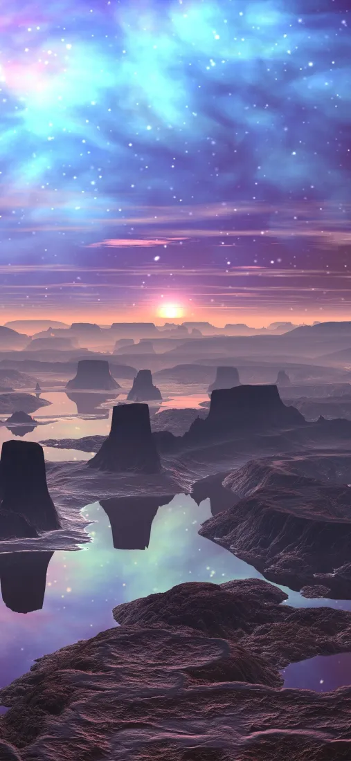 星空星云手机壁纸｜科幻背景图片 - 外星地貌湖泊行星「哲风壁纸」