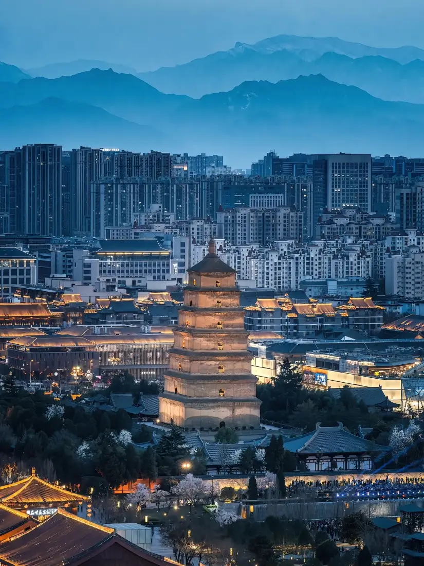 大雁塔手机壁纸｜西安背景图片 - 城市夜景风光「哲风壁纸」