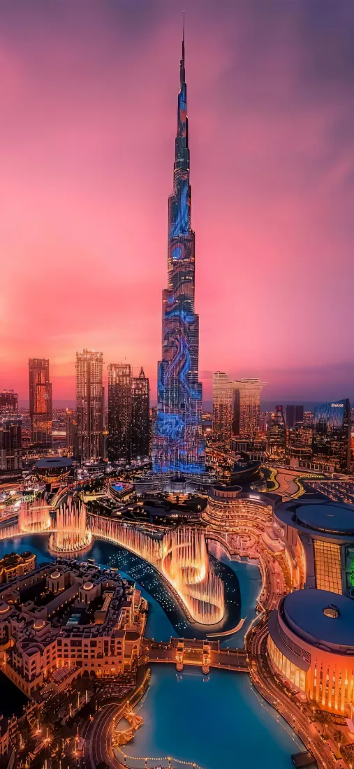 哈利法塔手机壁纸｜城市背景图片 - 迪拜繁华夜景「哲风壁纸」
