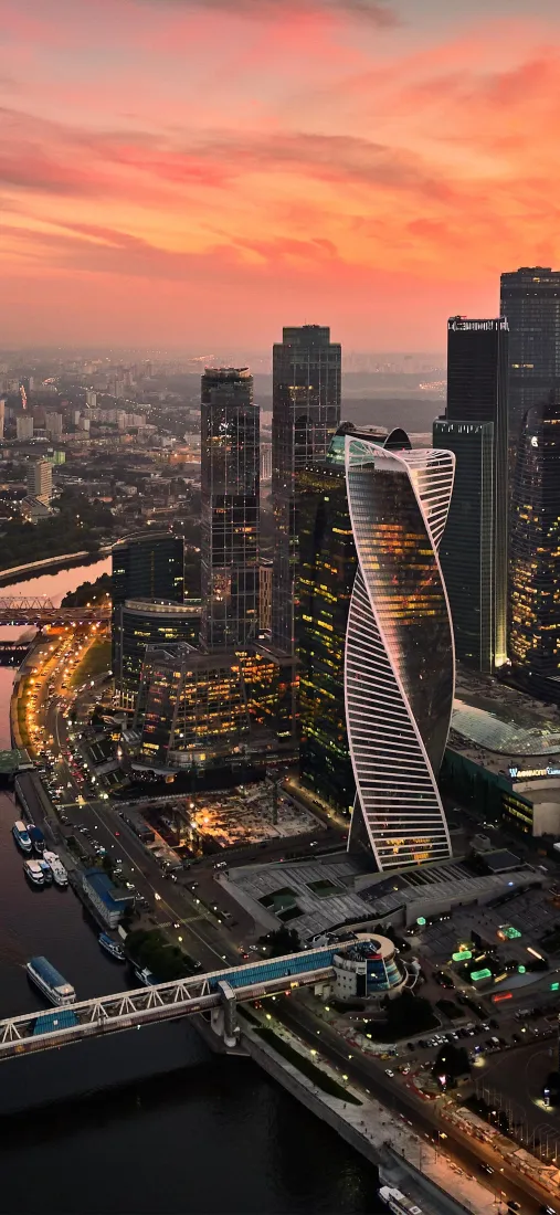 城市夜景手机壁纸｜晚霞背景图片 - 现代建筑群「哲风壁纸」