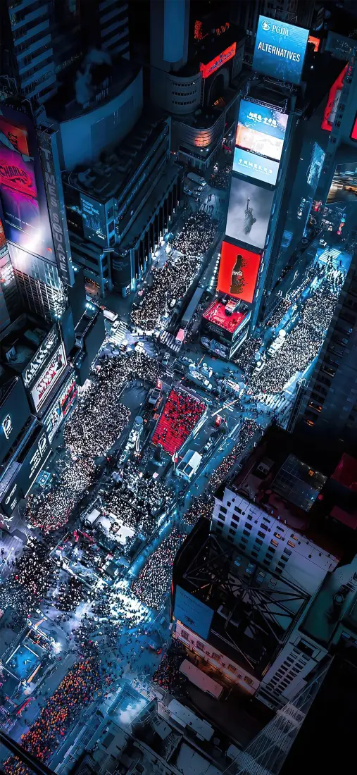 赛博都市夜景手机壁纸｜城市背景图片 - 霓虹高楼车流「哲风壁纸」