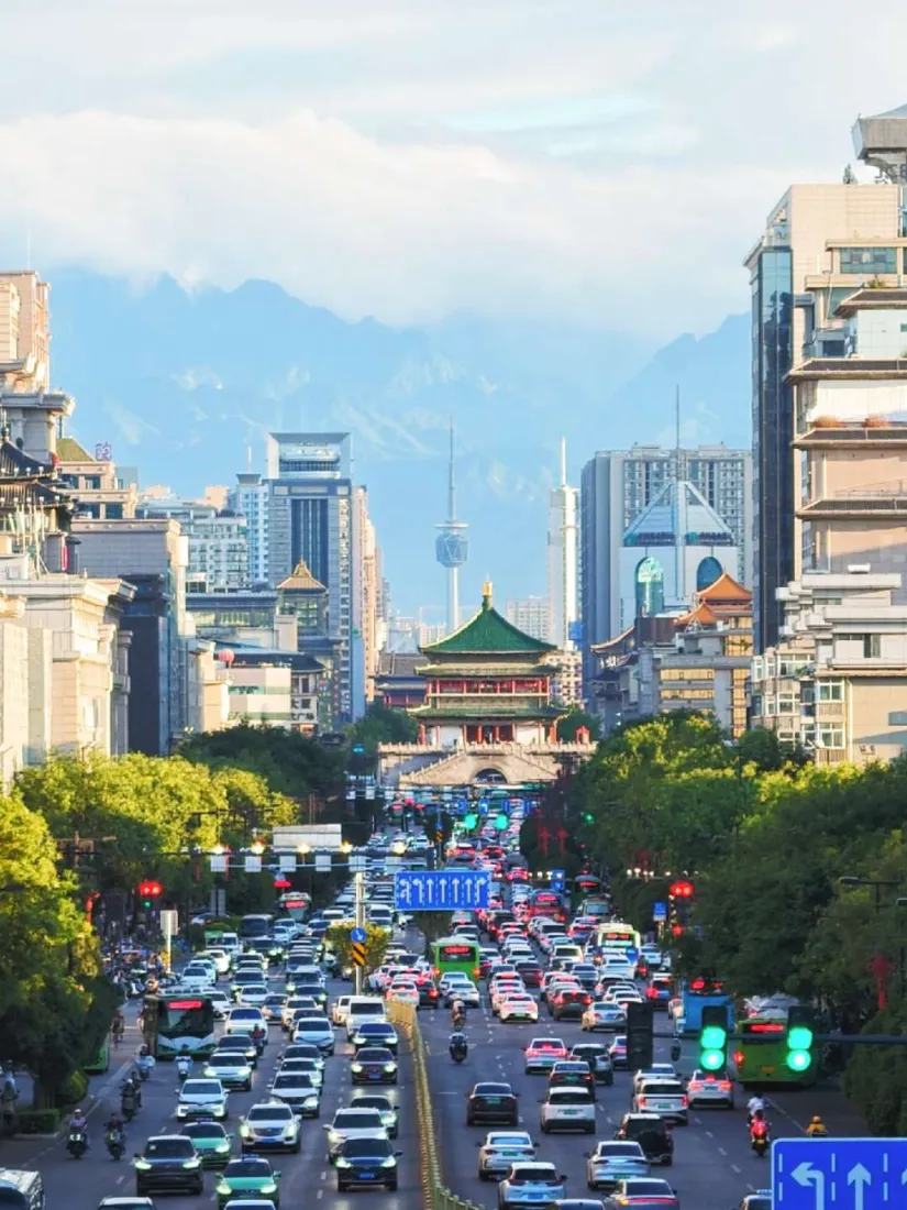 西安钟楼手机壁纸｜西安街景背景图片 - 城市风光「哲风壁纸」