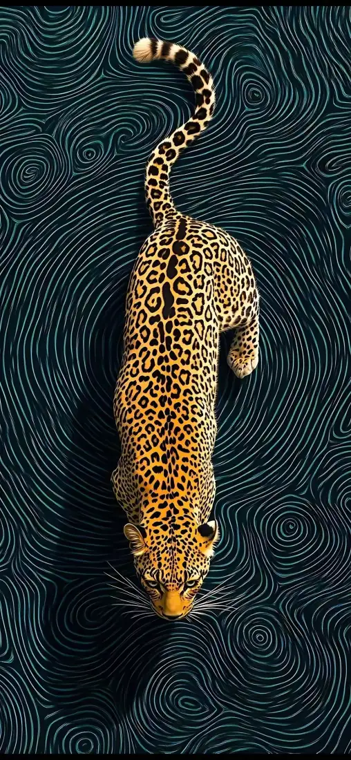 豹子手机壁纸｜深色背景图片 - 艺术插画「哲风壁纸」