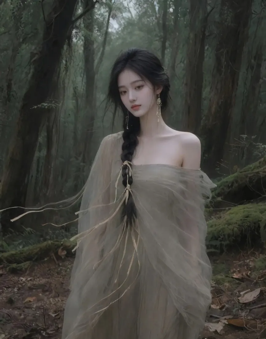 古装美女手机壁纸｜森林背景图片 - 纱裙古风森系「哲风壁纸」