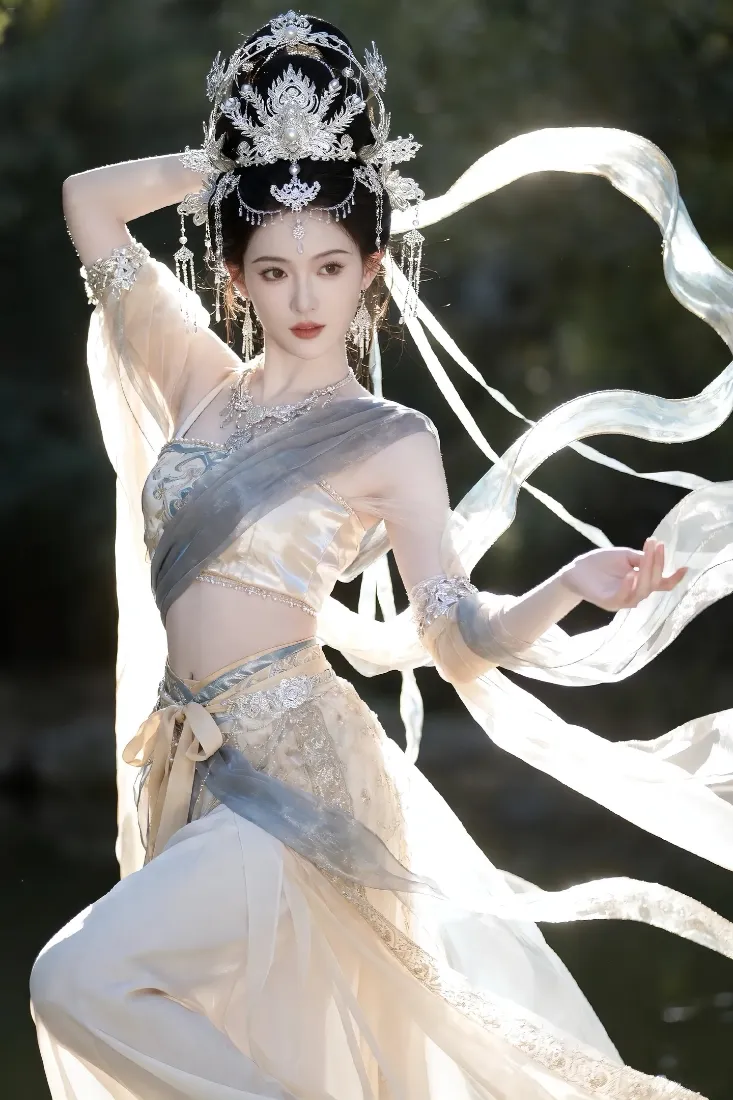 古风美女手机壁纸｜古装背景图片 - 飘带头饰汉服「哲风壁纸」