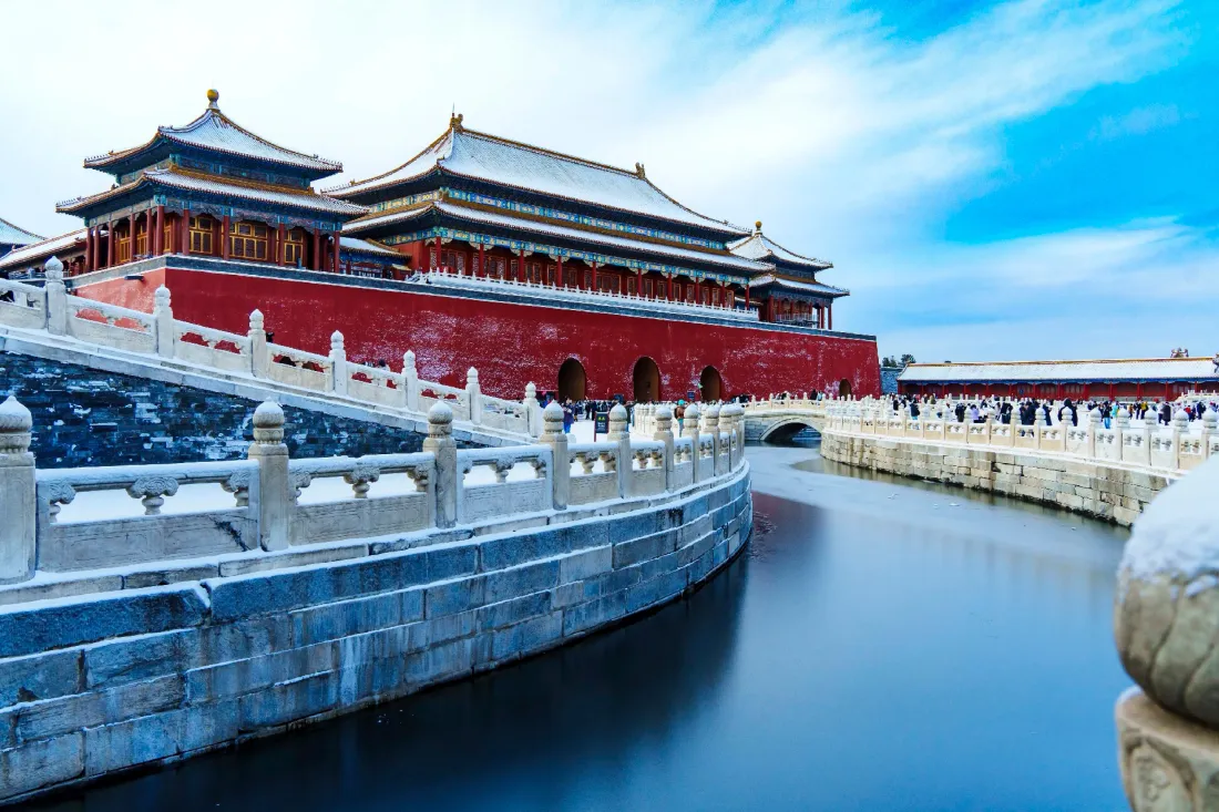 5k故宫雪景壁纸｜北京背景图片 - 红墙金水河「哲风壁纸」