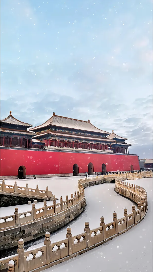 故宫雪景手机壁纸｜北京故宫背景图片 - 红墙白雪「哲风壁纸」