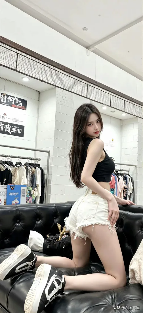 黑衣美女手机壁纸｜店铺背景图片 - 时尚性感穿搭「哲风壁纸」