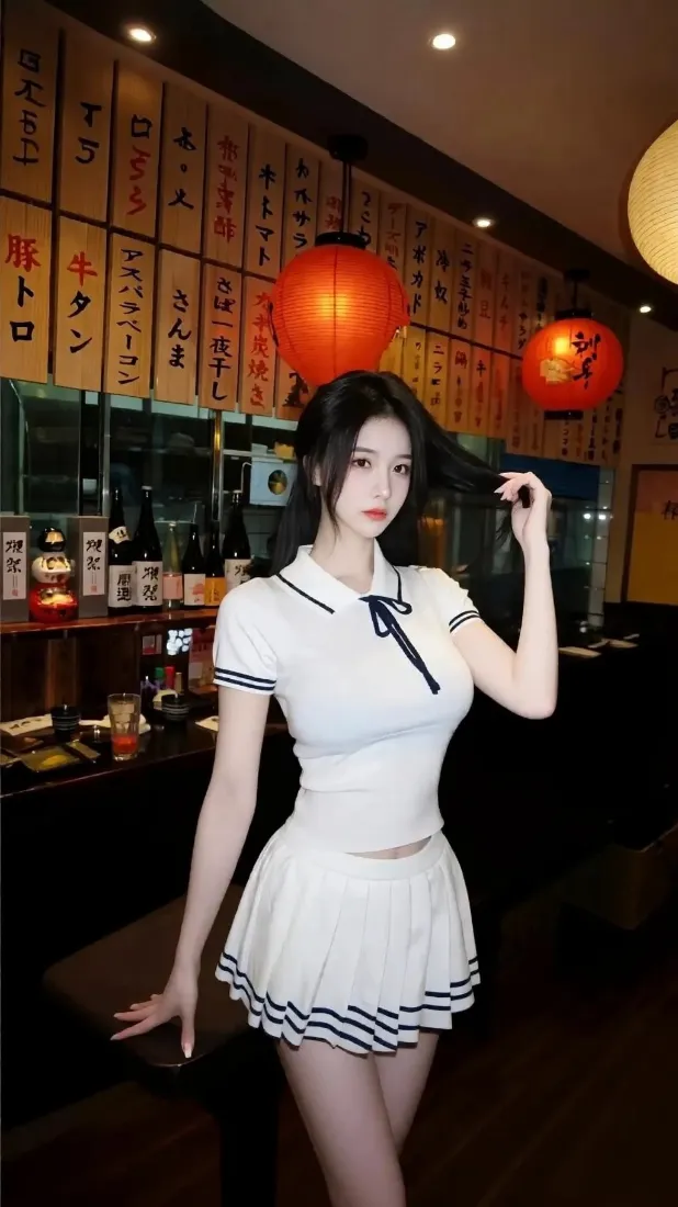 美女水手服短裙手机壁纸｜日式居酒屋背景 - 性感「哲风壁纸」