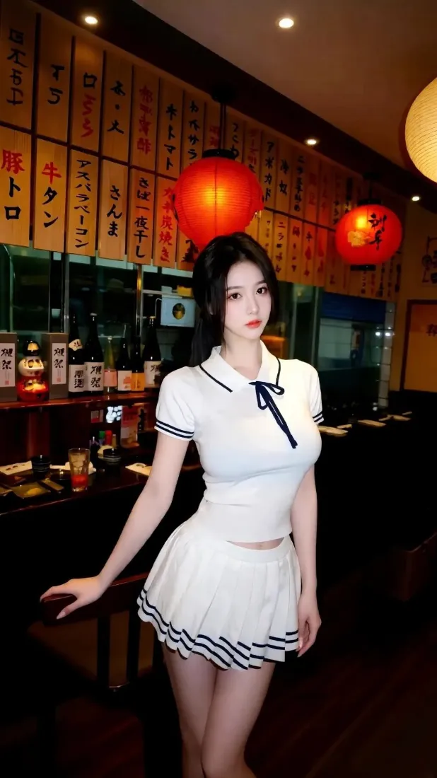 美女手机壁纸｜日式居酒屋背景图片 - 性感水手服穿搭「哲风壁纸」